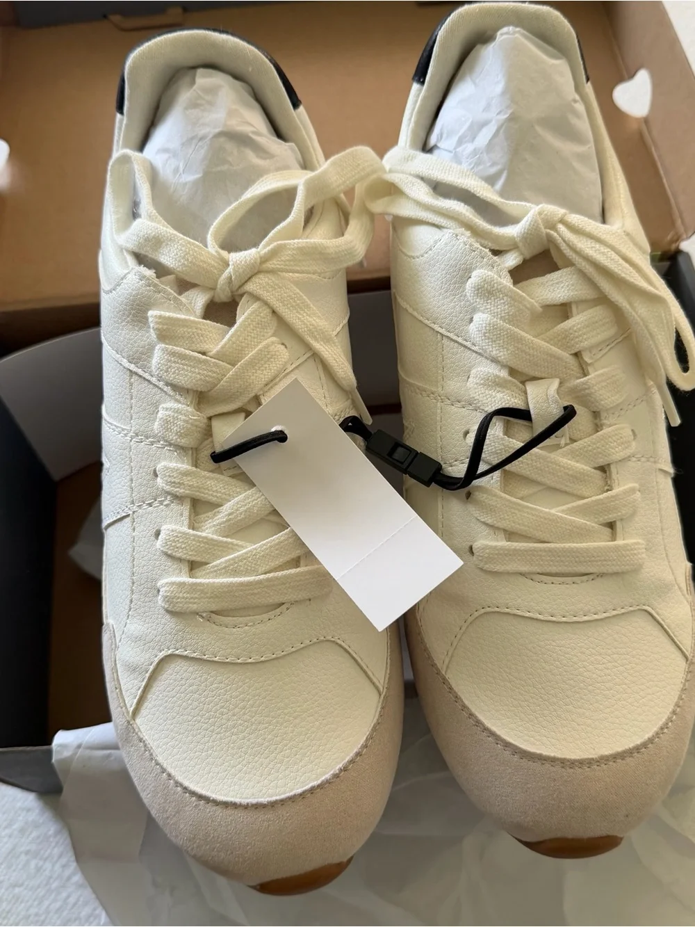 LOFT Size 9.5 Cream Retro Sneakers Gum Sole Suede Detail NWT